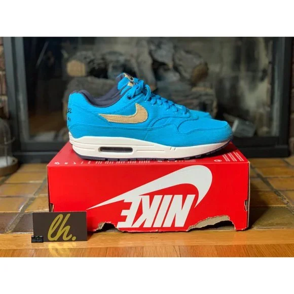 Size 9.5 Nike Air Max 1 PRM Corduroy “Baltic Blue” Athletic Sneakers FB8915-400 - Picture 4 of 8